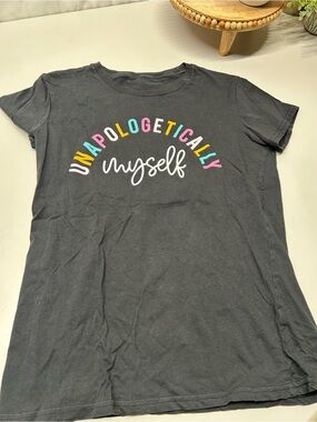 Unapologetically Myself Graphic Tee - Black with Multicolor Lettering
